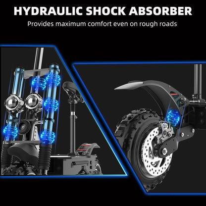 48-72V Electric Scooter for Adults 90KM/H 10-11''Tubeless Off Road Tire Hydraulic / SpringSuspension Foldable Escooter with Seat Ai-TechWorld 