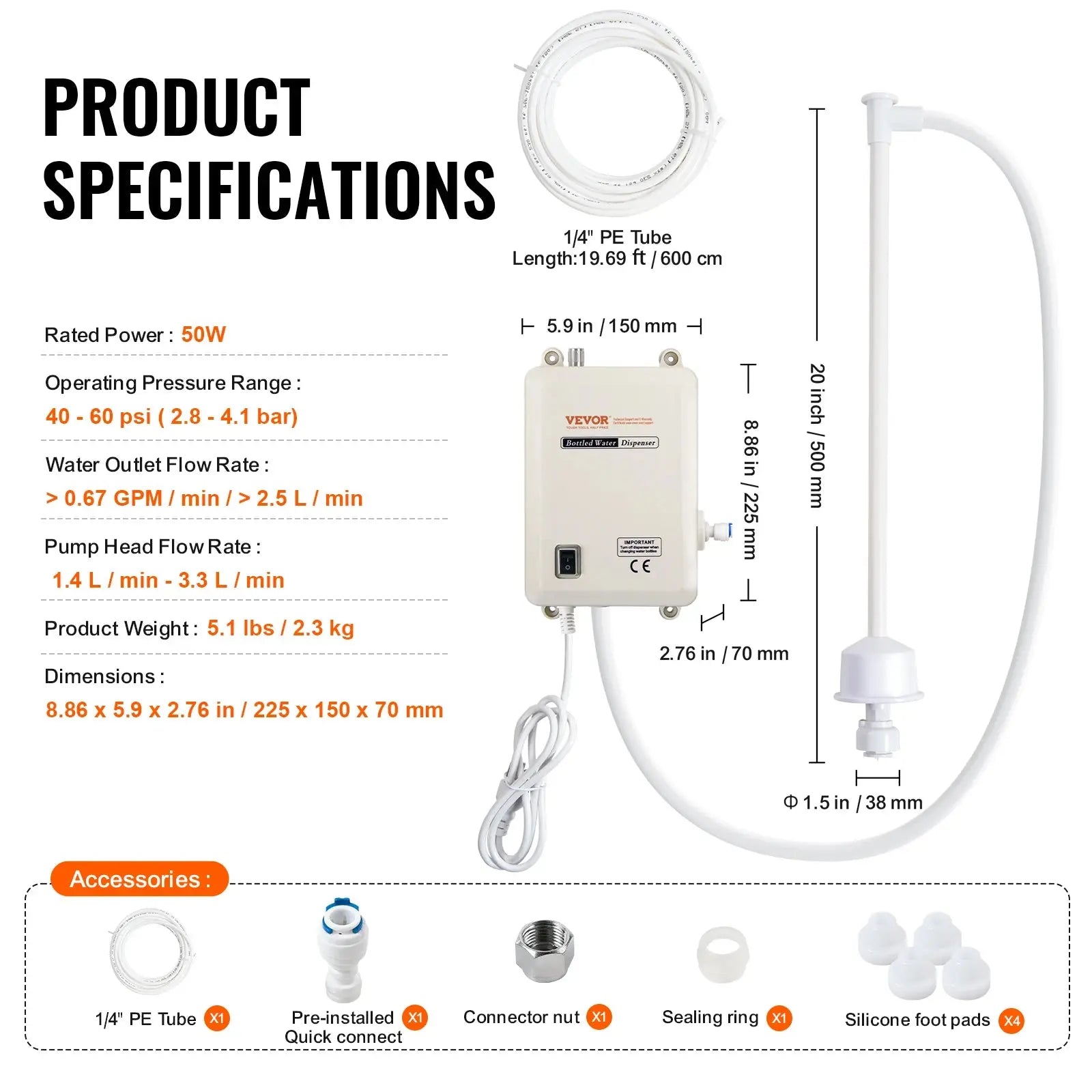 SucceBuy Water Bottle Dispenser Pump System Filter Softener Single/Double Pipe Reverse Osmosis Equipment for Ice Maker Ai-TechWorld 