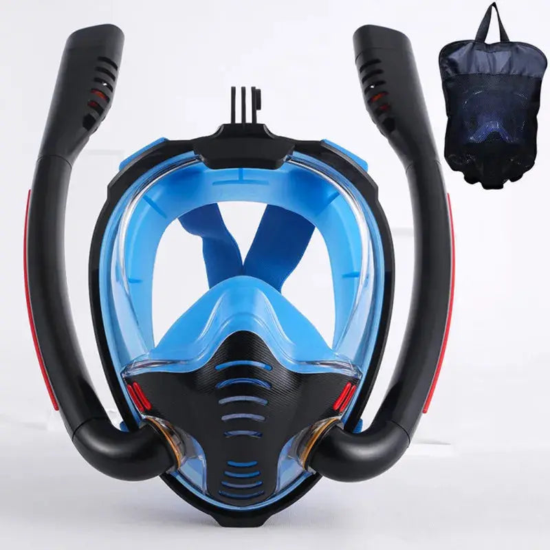Snorkeling Mask Double Tube Silicone Full Dry Diving Mask Adult Swimming Mask Diving Goggles Self Contained Underwater Breathing Ai-TechWorld 