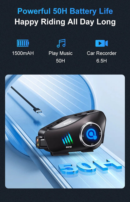 Q28 Motorcycle Helmet Headset Bluetooth Hands Free Call Waterproof Heaphone Wireless 1080P Video Dashcam TF Card as gift Ai-TechWorld 