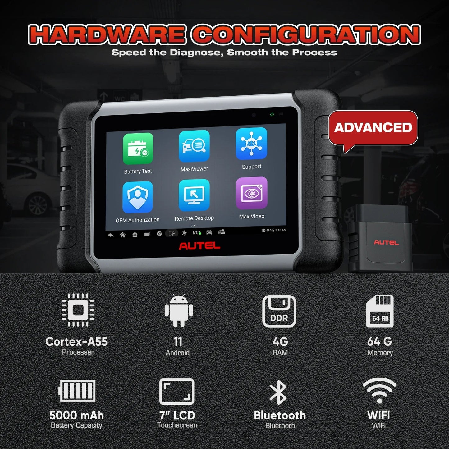 Autel MaxiCOM MK808BT PRO Car Automotivo Diagnostic Tools Bluetooth OBD2 Scanner Code Reader Diagnosis Tool PK MK808KBT MK808S Ai-TechWorld 