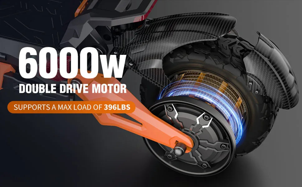 FREEBOY 6000W Fast Electric Scooter for Adult, Daul Motor 50mph, 60V 30Ah, 11'' Off Road Tires, 55miles Range, Foldable eScooter Ai-TechWorld 