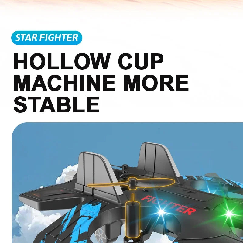 2.4G remote control fighter electric foam glider stunt tumbling UAV hovering helicopter with LED colorful lights aircraft model Ai-TechWorld 