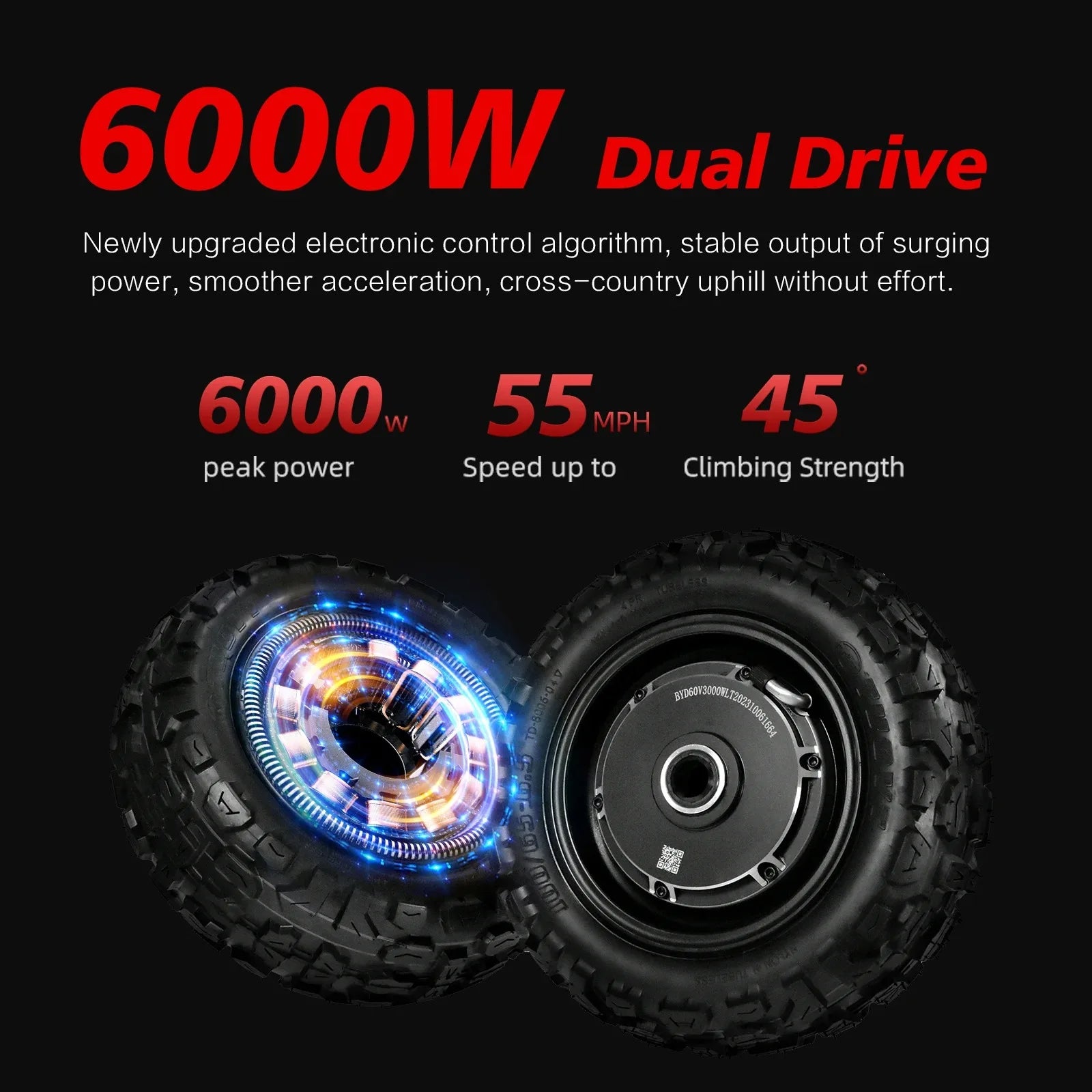 Boyueda S3 EScooters 6000W Dual Motor 60V38ah Hydraulic Oil Brake Electric Scooter Aldult 11 Inch Off-road Vacuum Tire E-Scooter Ai-TechWorld 