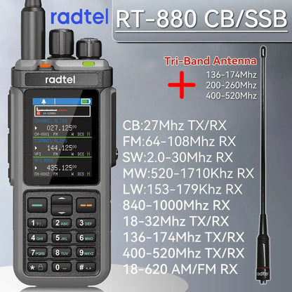 Radtel RT-880 10w Multi Band Ham Radio HF UHF VHF  with AM USB LSB CW CB LW MW SW SSB , 1024 Channels, Cross Band Repeaper Ai-TechWorld 