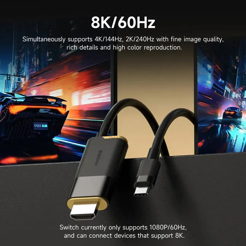 Hagibis Switch Dock for Nintendo Switch/OLED/Switch2 USB C to HDMI Cable Adapter 8K@60Hz HDR 100W PD for Laptop SteamDeck ROG Ai-TechWorld 