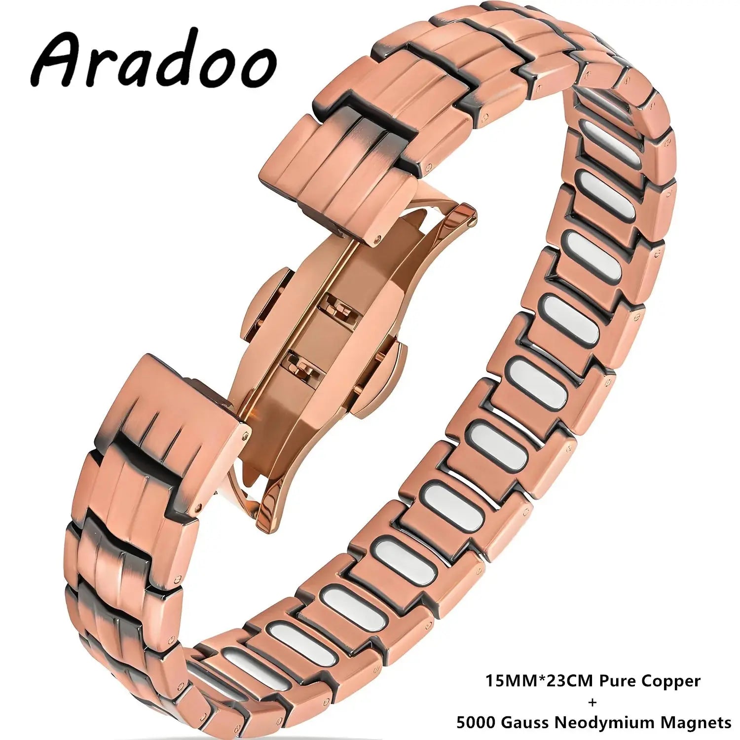 ARADOO Premium Copper Bracelet for Men with Strength 5000 Gauss Magnets Titanium Steel Wristband Jewelry Gifts Ai-TechWorld 
