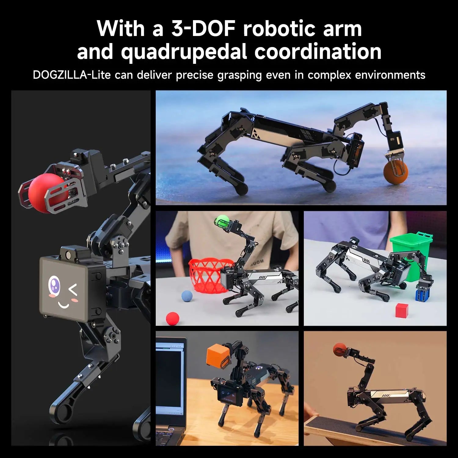 Yahboom Quadruped Robot Dog Bionic Intelligent Programming AI Large Model with Robotic Arm Powered by Raspberry Pi CM5 Module Ai-TechWorld 