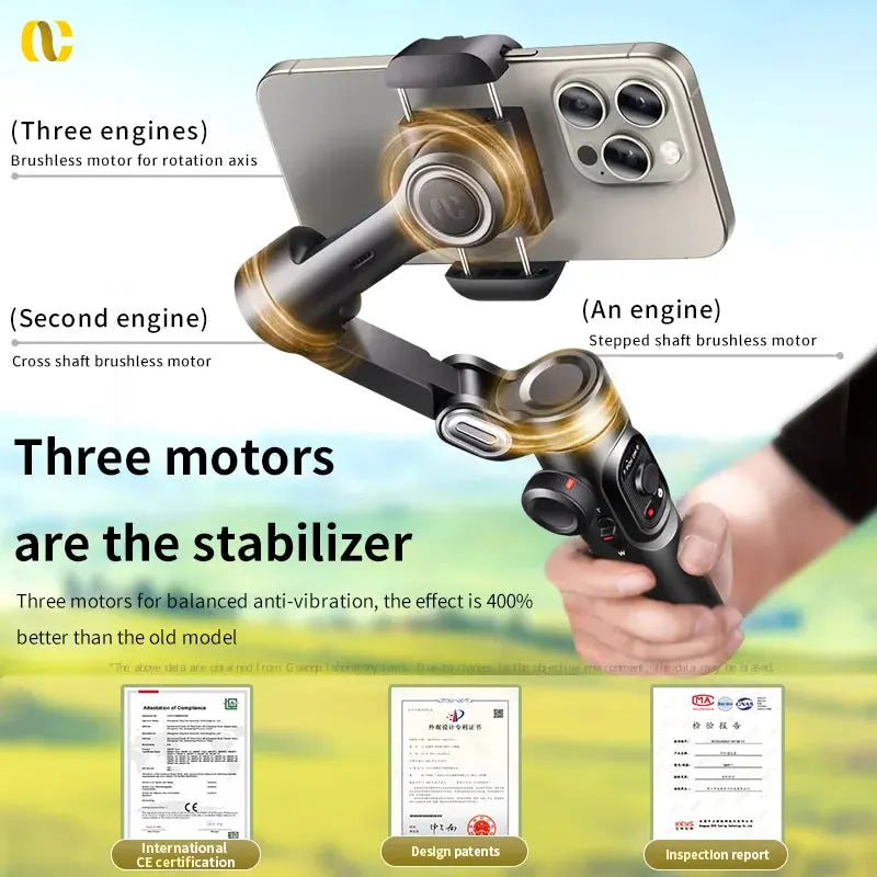 AOCHUAN Smart XE 3-Axis Handheld Gimbal Stabilizer for Smartphone iPhone Android Face Tracking Tiktok Vlog Live Streaming Ai-TechWorld 