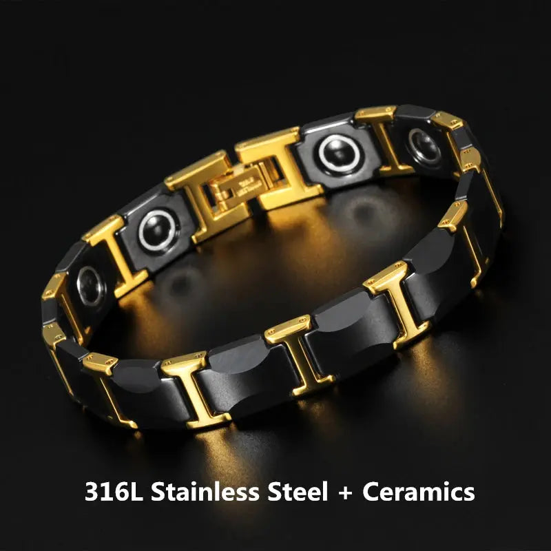 Titanium Steel Ceramic Energy Bracelet Stainless Steel Zirconia Couple Ceramic Bracelet Ai-TechWorld 