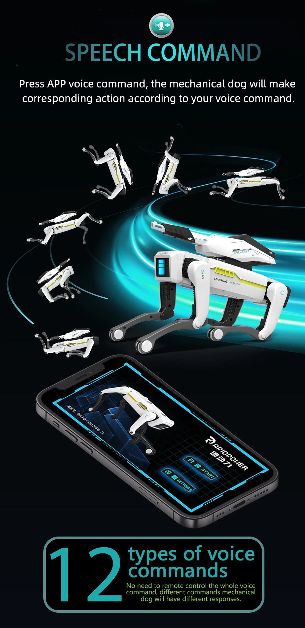 Teeggi Electric RC Intelligent Robot Dog with Clip Multifunction RC Mechanical Dog Educational Toy Bionic Smart Robot Toy Gift Ai-TechWorld 