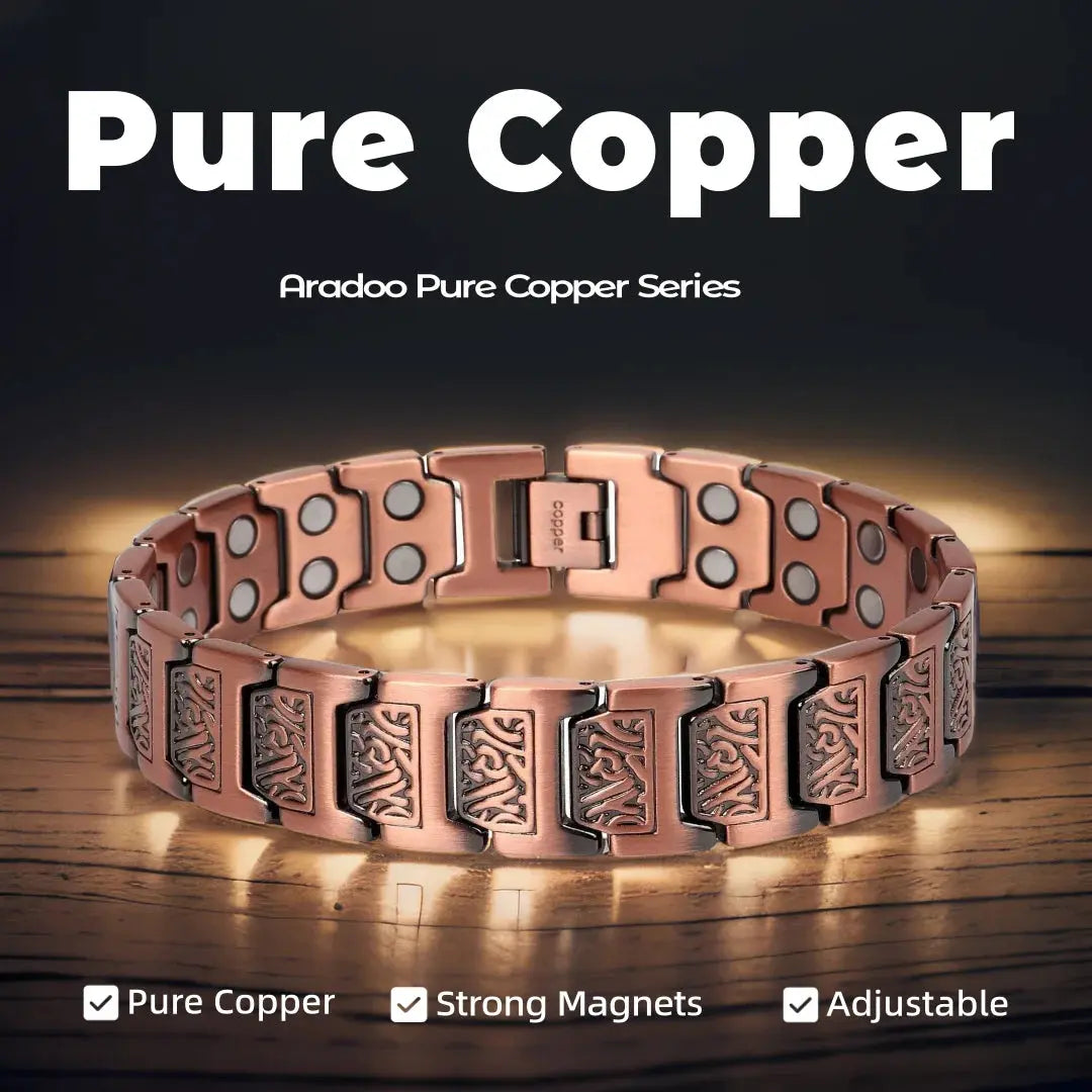 ARADOO Copper Bracelet for Men 100% Pure Copper Magnetic Link Bracelets Jewelry Gift with Adjustable Sizing Tool Ai-TechWorld 