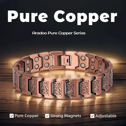 ARADOO Copper Bracelet for Men 100% Pure Copper Magnetic Link Bracelets Jewelry Gift with Adjustable Sizing Tool Ai-TechWorld 