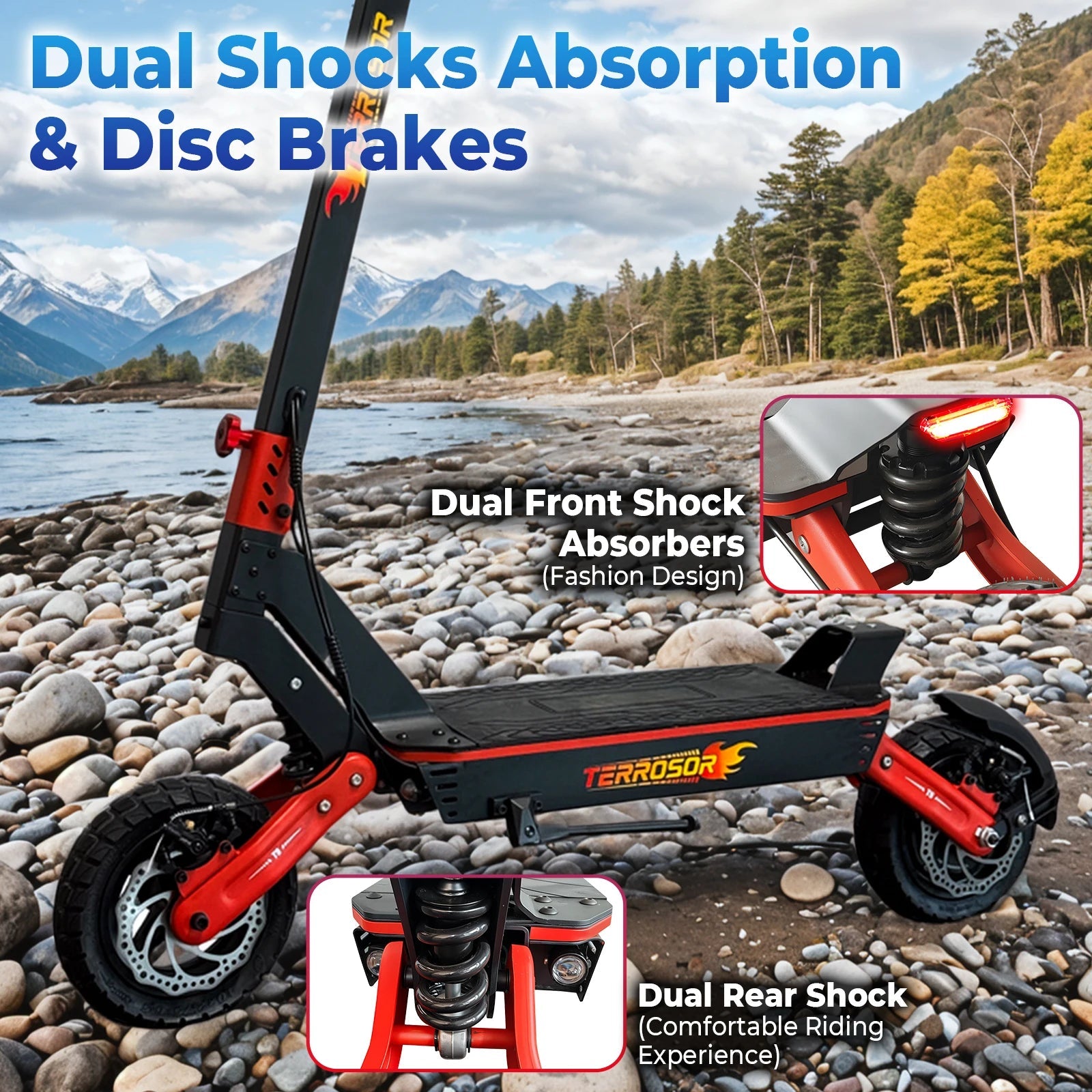 Electric Scooter for Adults, 1200WMotor Fast E Scooter, 11" Off-Road Tires, Up to 28 MPH Top Speed & 20 Miles Long Range, Dual B Ai-TechWorld 