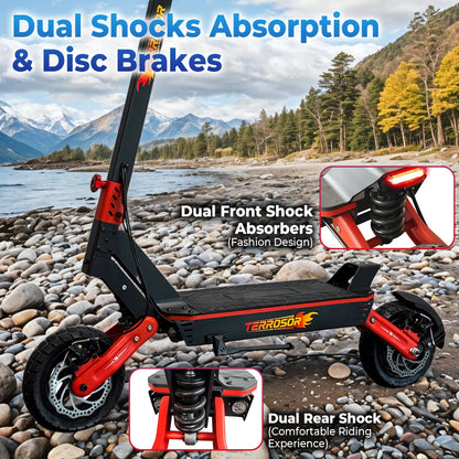 Electric Scooter for Adults, 1200WMotor Fast E Scooter, 11" Off-Road Tires, Up to 28 MPH Top Speed & 20 Miles Long Range, Dual B Ai-TechWorld 