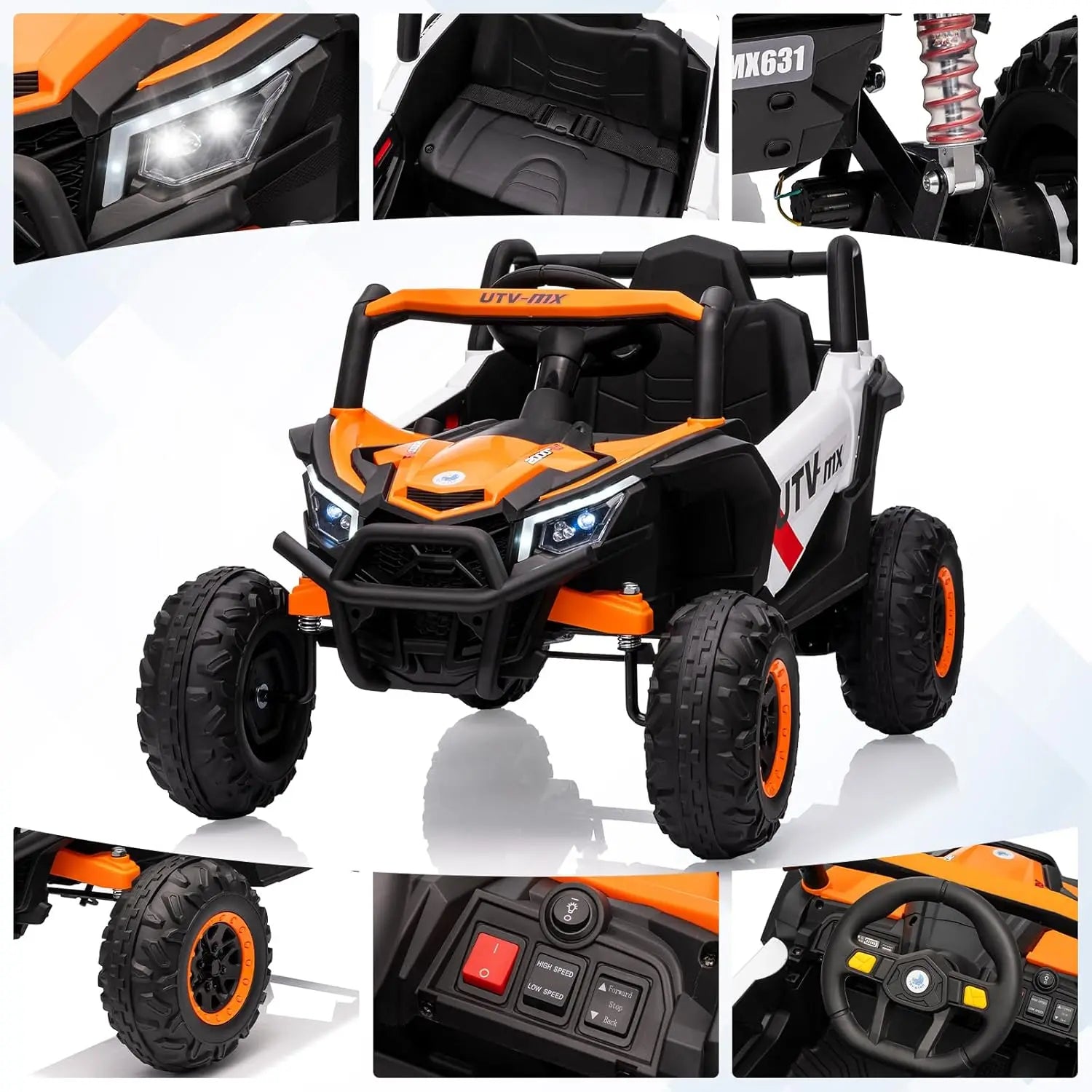 12V Kids Ride On Car,UTV Truck with Remote Control,4WD/2WD Switchable,Electric Vehicle with 4 Spring Suspension for Ages 3-8 Y Ai-TechWorld 