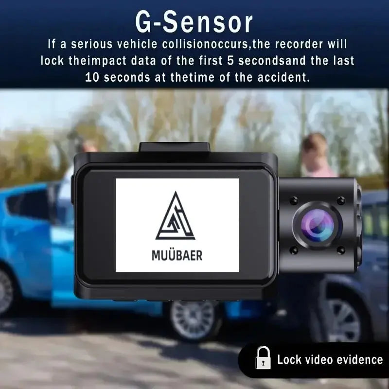 4K 3 Channel Dash Cam with 2" IPS Screen, IR Night Vision, Parking Monitor Ai-TechWorld 