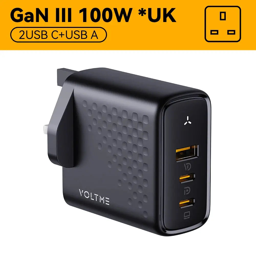 VOLTME GaN III 100W Desktop Charger Quick Charge 4.0 QC 3.0 PD USB-C Type C USB Fast Charging For MacBook Samsung iPhone 15 14 Ai-TechWorld 