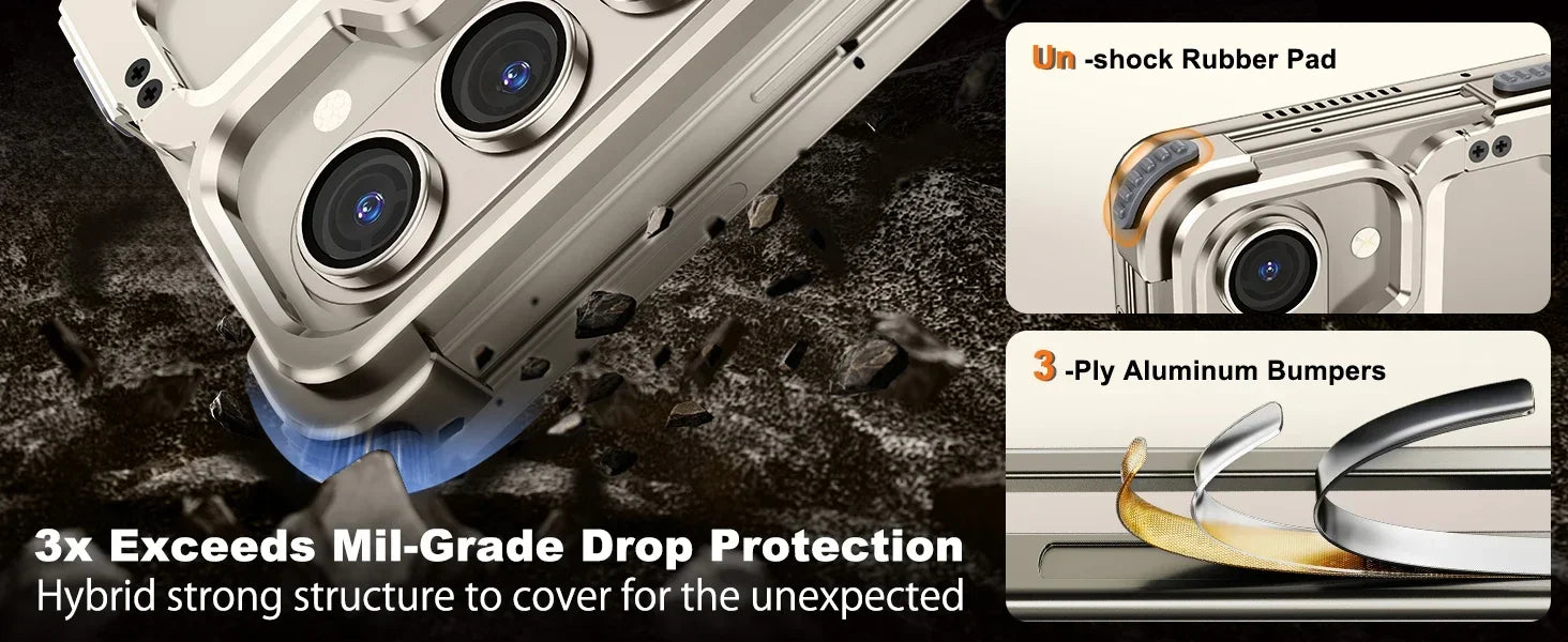 Eary for Samsung Galaxy Z Fold 6 5 Case with Magnetic Stand Magsafe Protective Cover Metals Frameless Bumper Wireless Charging Ai-TechWorld 