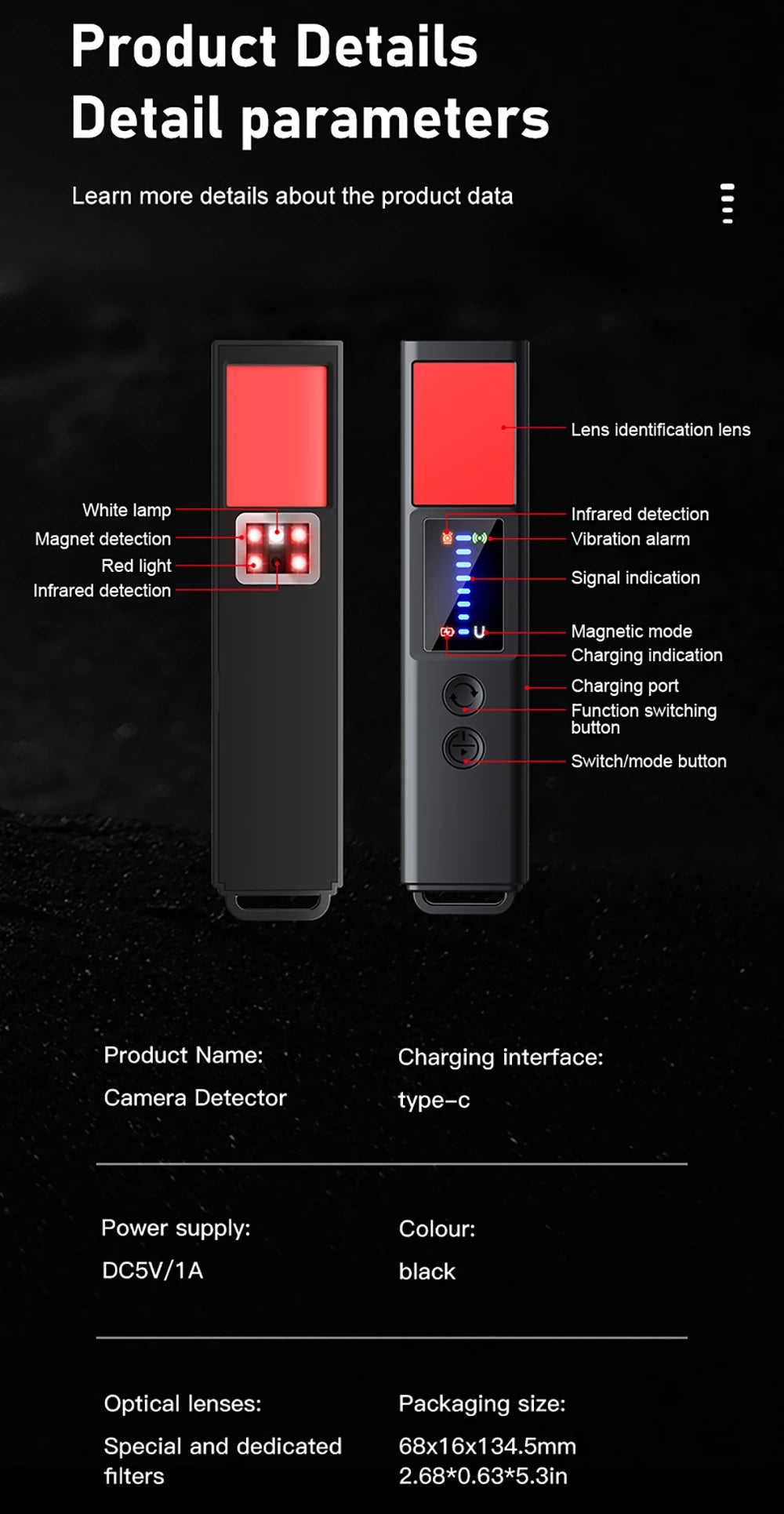New signal detector anti-peeping camera viewfinder anti-peeping infrared scanner signal source anti-lost sound and light alarm Ai-TechWorld 