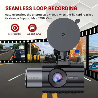 4K 3 Channel Dash Cam with 2" IPS Screen, IR Night Vision, Parking Monitor Ai-TechWorld 