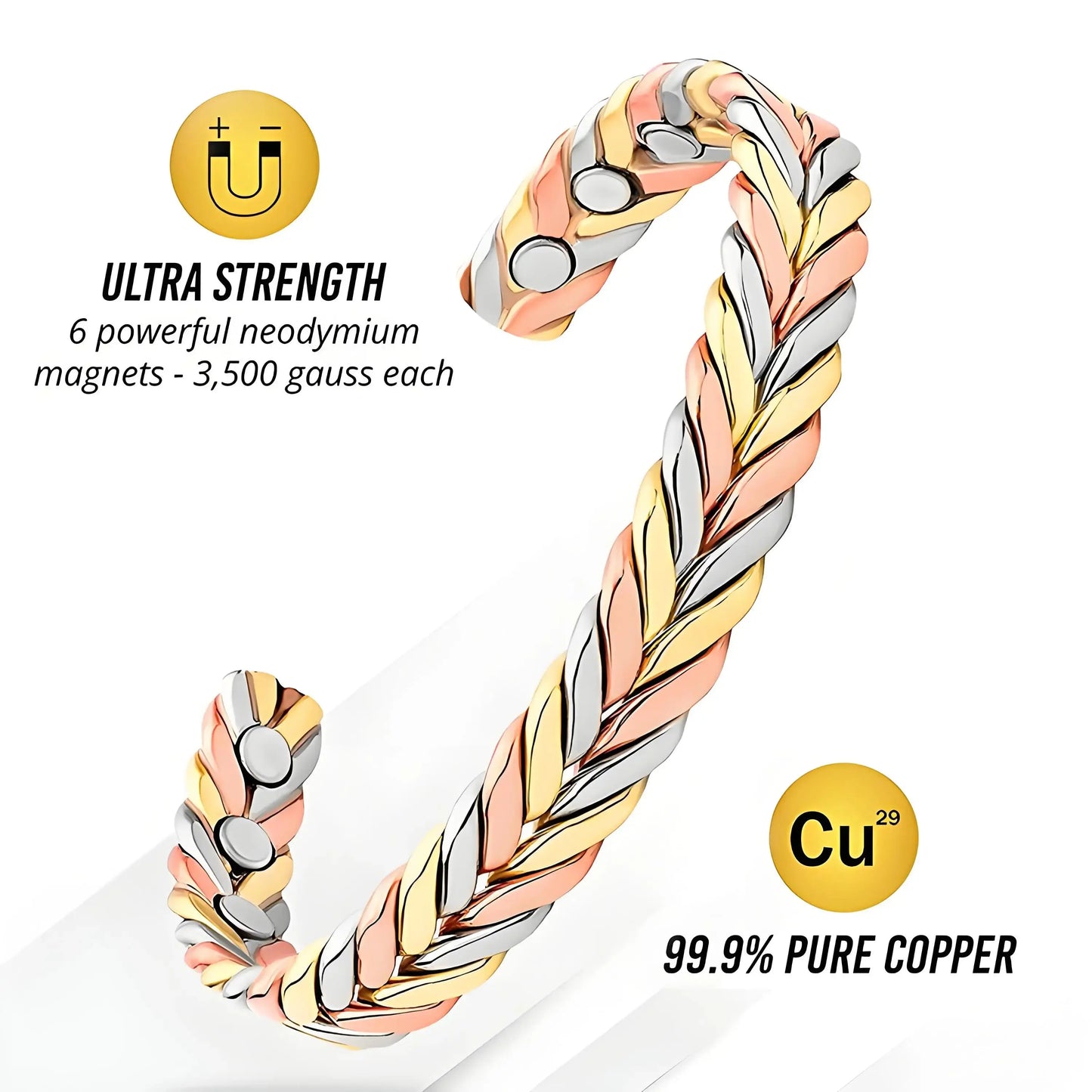 ARADOO Pure Copper Bracelets for Women 3500 Gauss Magnetic Therapy Braided Cuff Bangle Jewelry Gift Ai-TechWorld 