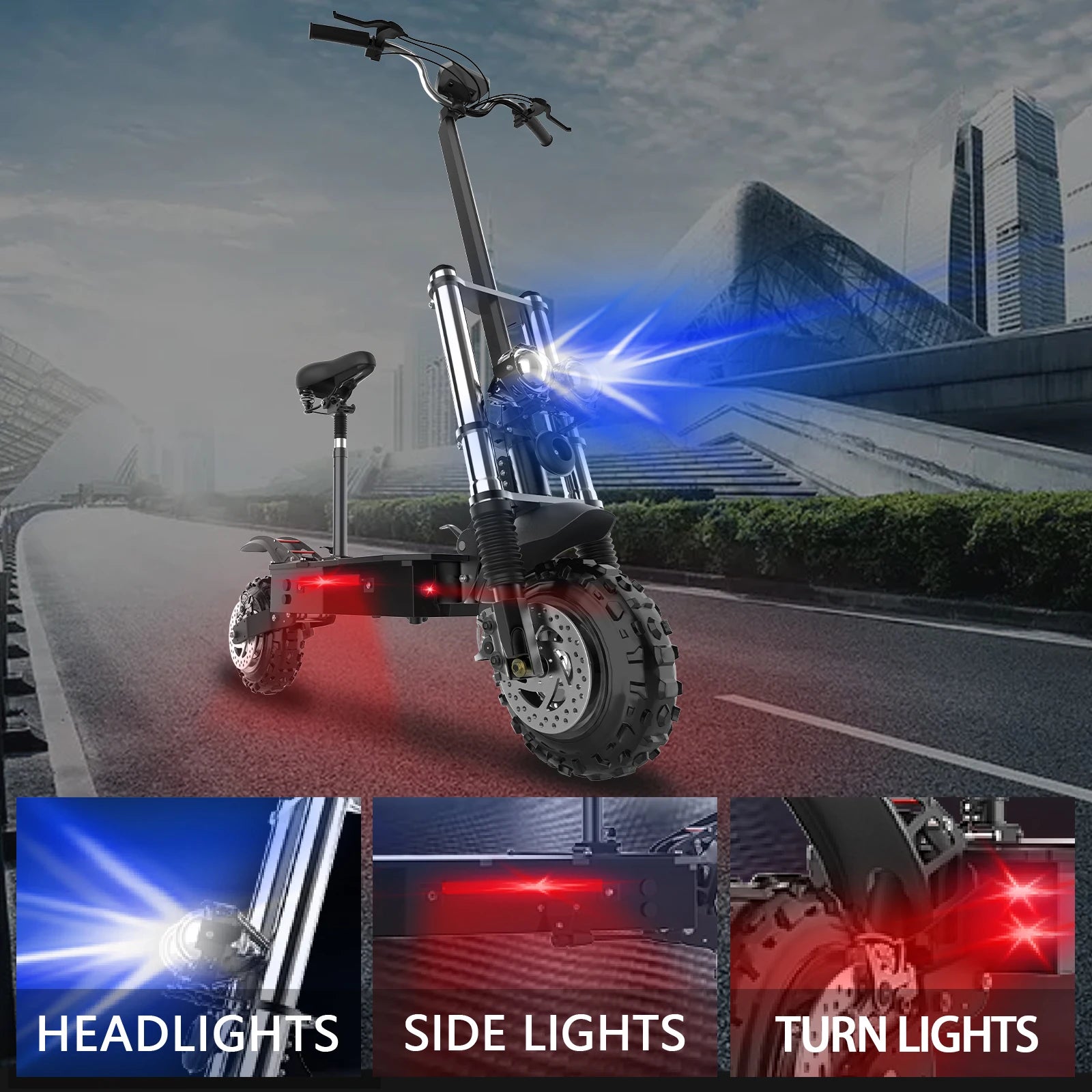 48-72V Electric Scooter for Adults 90KM/H 10-11''Tubeless Off Road Tire Hydraulic / SpringSuspension Foldable Escooter with Seat Ai-TechWorld 