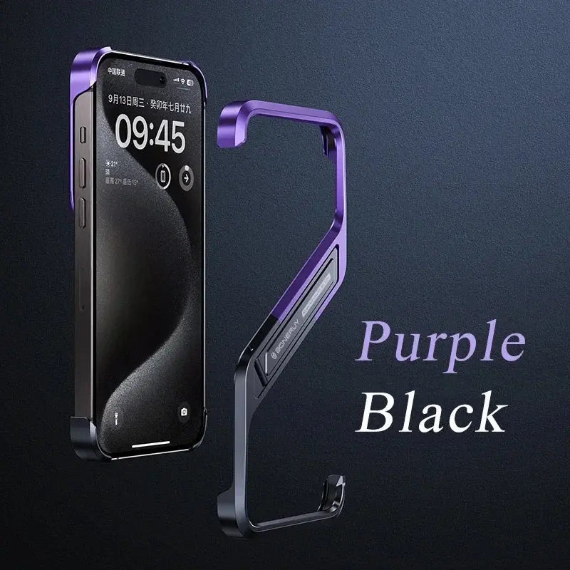 S-Shaped Metal Geometric Rimless Phone Case For iPhone 14 15 16 Pro Max 16ProMax Aluminum Alloy Hidden Stand Bracket Cover Funda Ai-TechWorld 