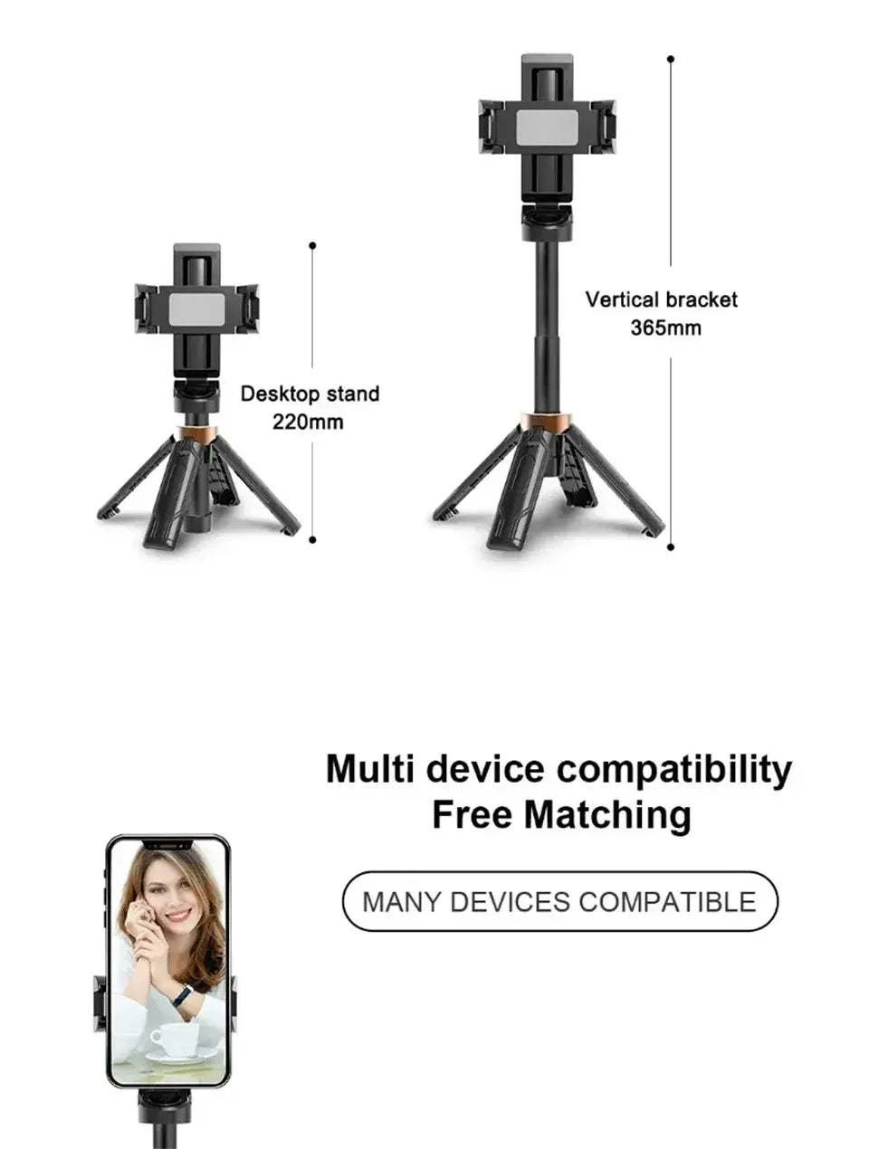 2025 new Selfie Stick Tripod with Wireless Bluetooth Remote, Portables Foldable Stand for iPhone Smartphone Vlog Shooting Record Ai-TechWorld 