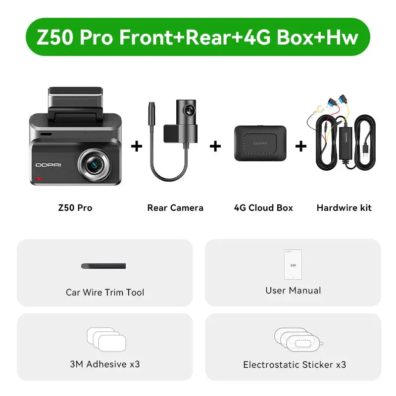 2025 New DDPAI Dash Cam Z50 Pro 4K Car Camera Night Vision 5GHz Wi-Fi GPS ADAS 24H Parking Monitor Support Front and Rear Cam Ai-TechWorld 
