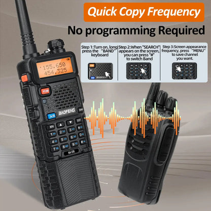 2X BAOFENG M-5R 8W Walkie Talkie 3800mAh Battery Multi Band AM Type-C USB Copy Upgraded UV-5R UV5R Long Range Two Way Ham Radio Ai-TechWorld 