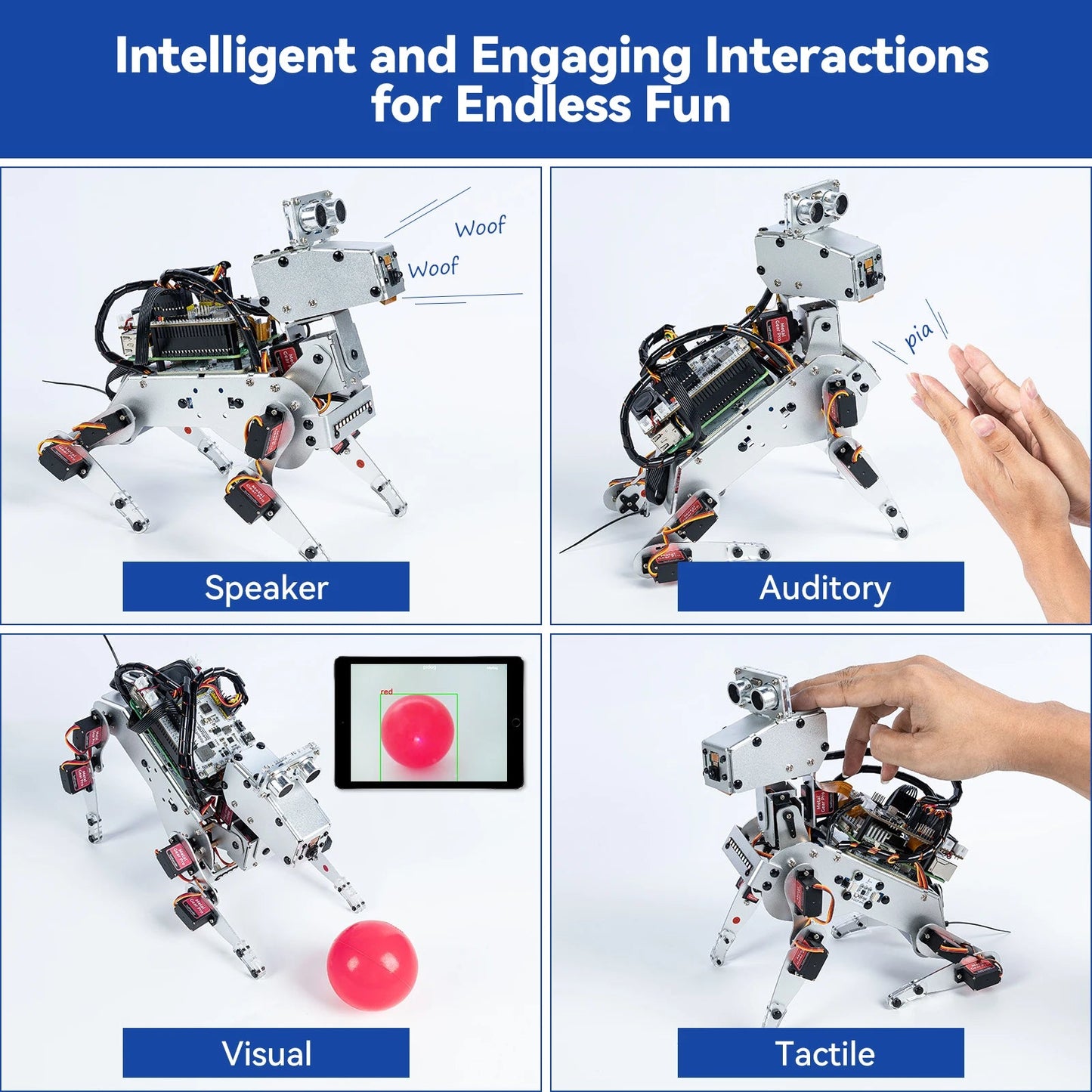 SunFounder PiDog AI Robot Dog Kit for Raspberry Pi 5/4/3B+/3B/Zero 2(Not included)LLMs ChatGPT-4o/Gemini/Grok,App Control Ai-TechWorld 