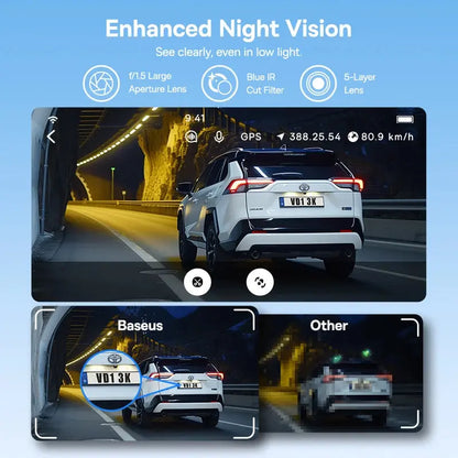 Baseus 3K Dash Cam VD1 Front and Rear Cam HD Built-in GPS Galileo Supercapacitor Car DVR Car Camera Recorder Support 24H Parking Ai-TechWorld 