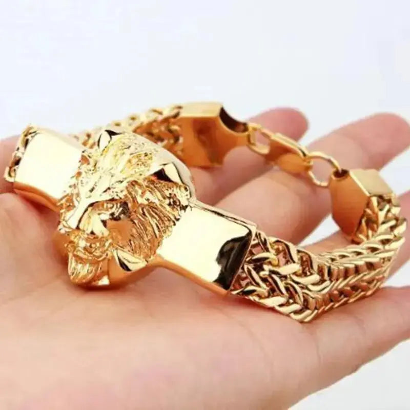 Lion head animal bracelet for men stainless steel braided chain wristband bracelet fashion hip hop jewelry Ai-TechWorld 