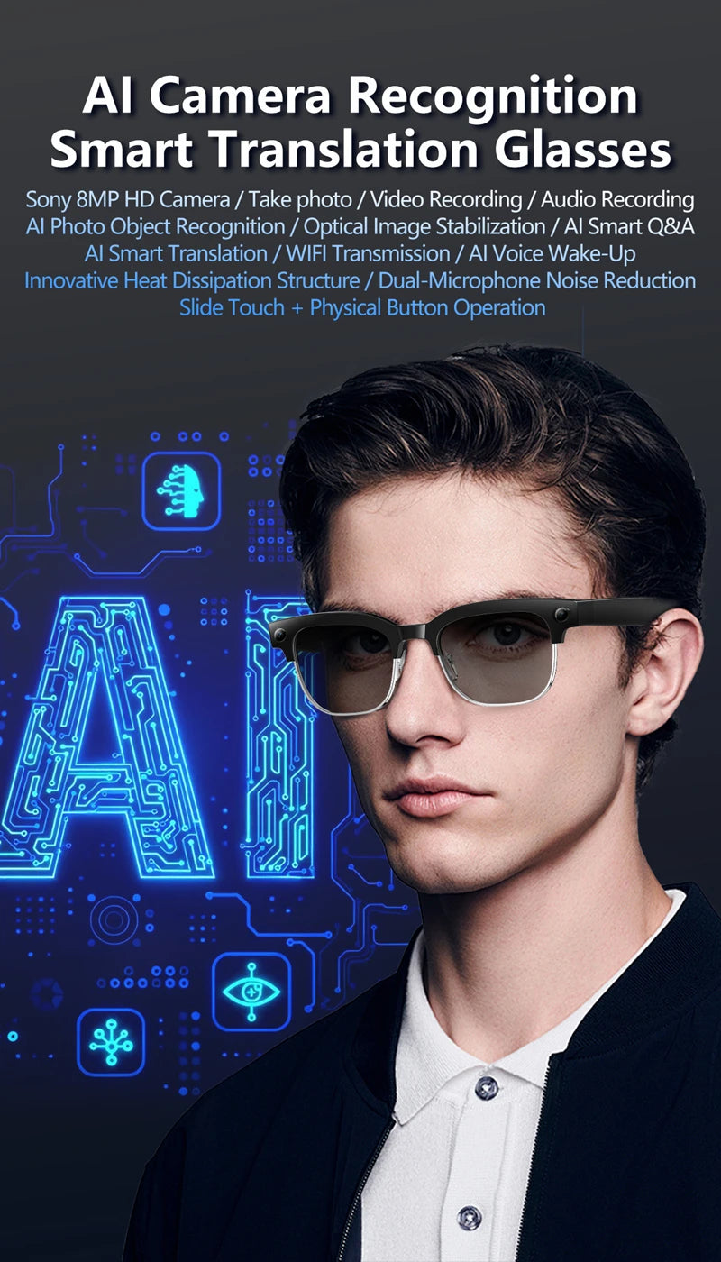 Xiaomi Mijia 4K HD Color Changing AI Smart Glasses 800W Pixel Camera Bluetooth Call Voice Assistant Control Smart Sports Glasses Ai-TechWorld 