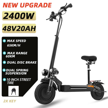 48-72V Electric Scooter for Adults 90KM/H 10-11''Tubeless Off Road Tire Hydraulic / SpringSuspension Foldable Escooter with Seat Ai-TechWorld 
