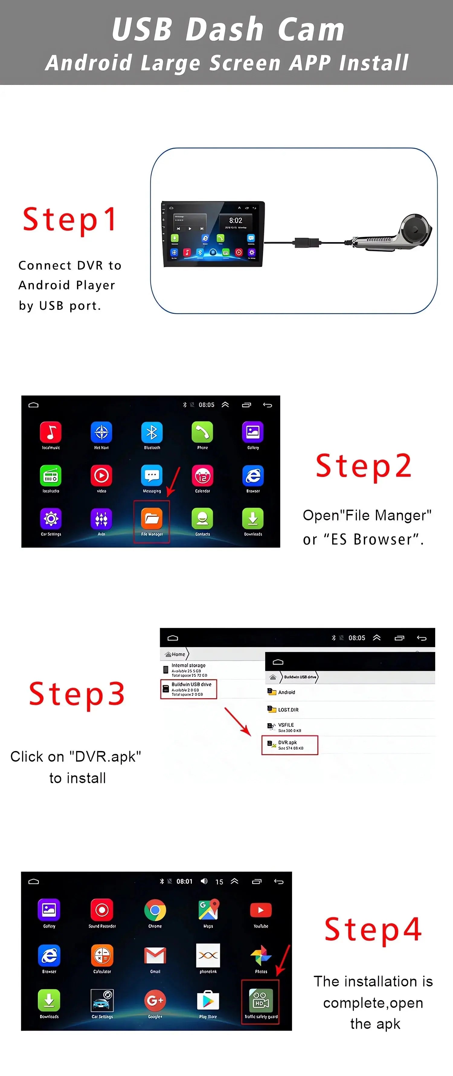 USB Car DVR For Android Media Navigator Dash cam HD Camera Driving Recorder Comes with ADAS Driving Assistance Function Ai-TechWorld 