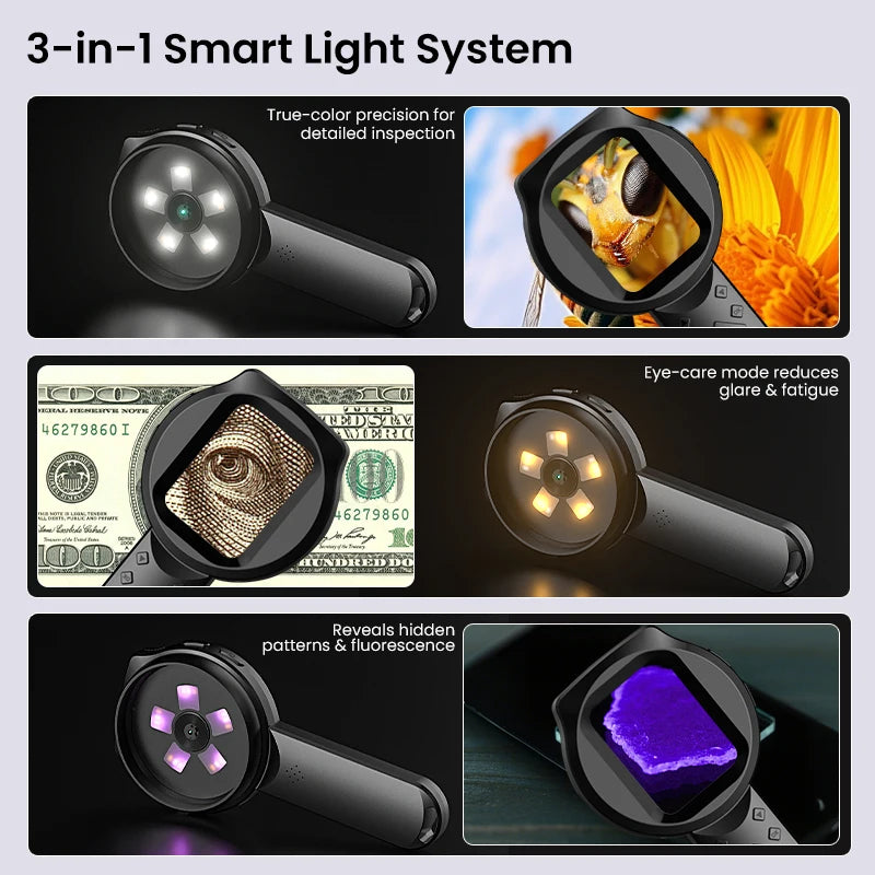 2.8'' IPS Digital Magnifier HD 1080P 100X Portable Microscope Handheld Mignifying Glass for Electronics Repair Check Jewelry Ai-TechWorld 