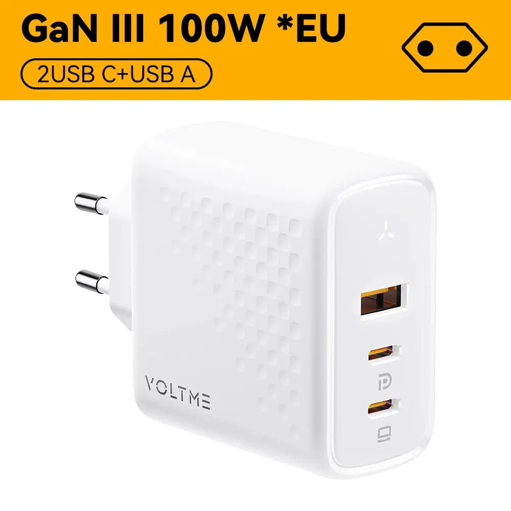 VOLTME GaN III 100W Desktop Charger Quick Charge 4.0 QC 3.0 PD USB-C Type C USB Fast Charging For MacBook Samsung iPhone 15 14 Ai-TechWorld 