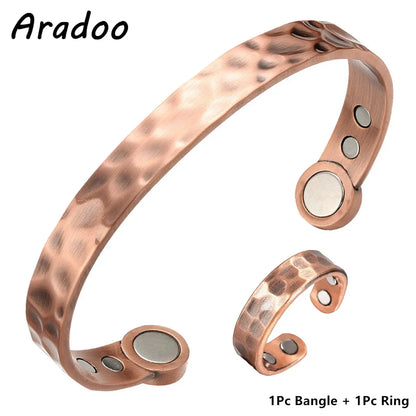 ARADOO Copper Bracelets for Women & Lymphatic Drainage Ring, Magnetic Lymph Detox Ring and Magnetic Copper Bracelet Jewelry Gift Ai-TechWorld 