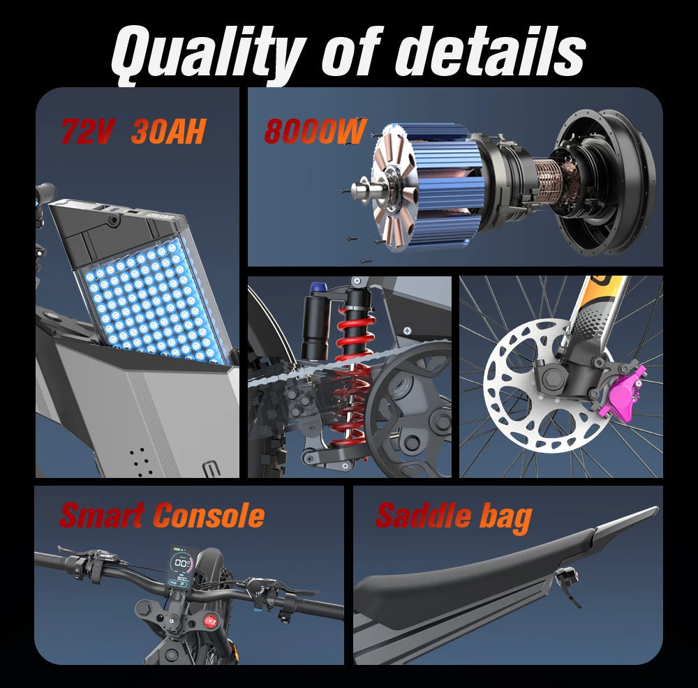 EKXBIKE GTS Electric Motorcycle for Adults 8000W Peak Electric Dirt Bike for Adults with 72V 30AH Battery Ai-TechWorld 