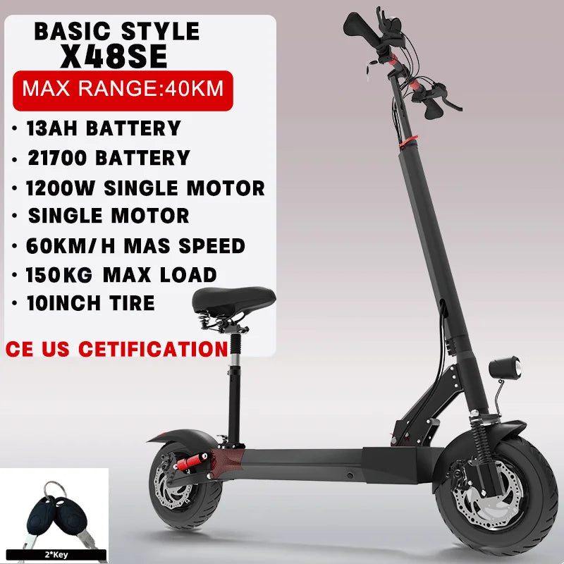 48-72V Electric Scooter for Adults 90KM/H 10-11''Tubeless Off Road Tire Hydraulic / SpringSuspension Foldable Escooter with Seat Ai-TechWorld 