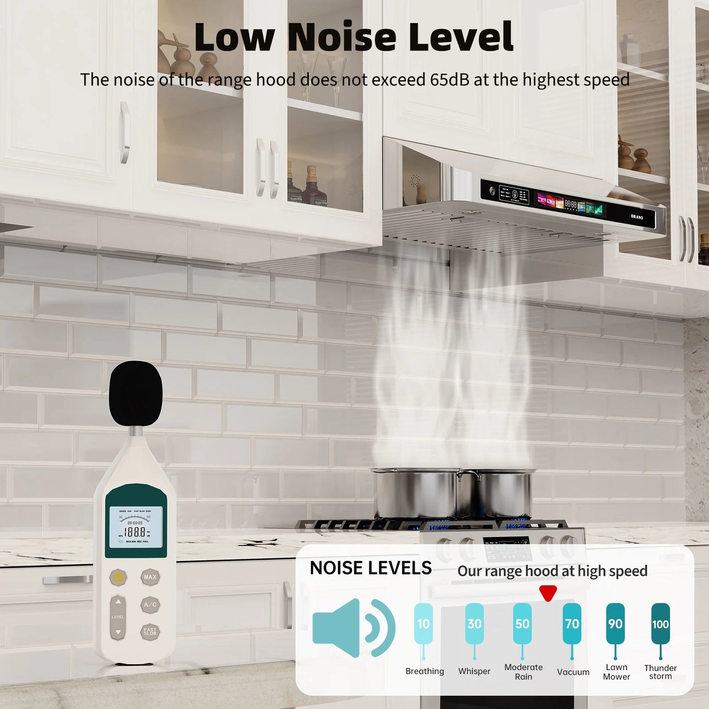 30/36 Inch Under Cabinet Range Hood with Voice/Gesture/Touch Control, 900 CFM Kitchen Vent Hood with 4-Speed Exhaust Fan Ai-TechWorld 