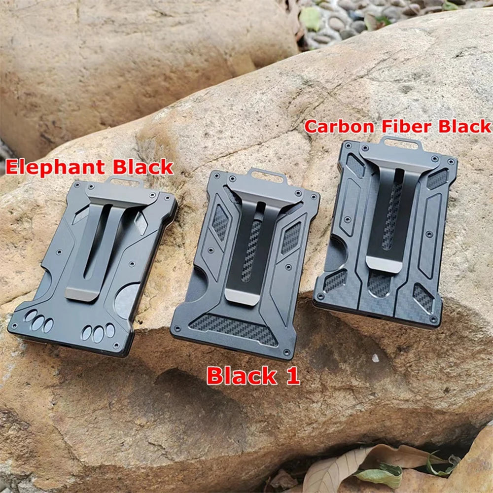 Wallet for Men Slim Aluminum Metal Money Clip with 1 Clear Window ID Badge Holder RFID Blocking Holds Up 15 Cards with Cash Clip Ai-TechWorld 