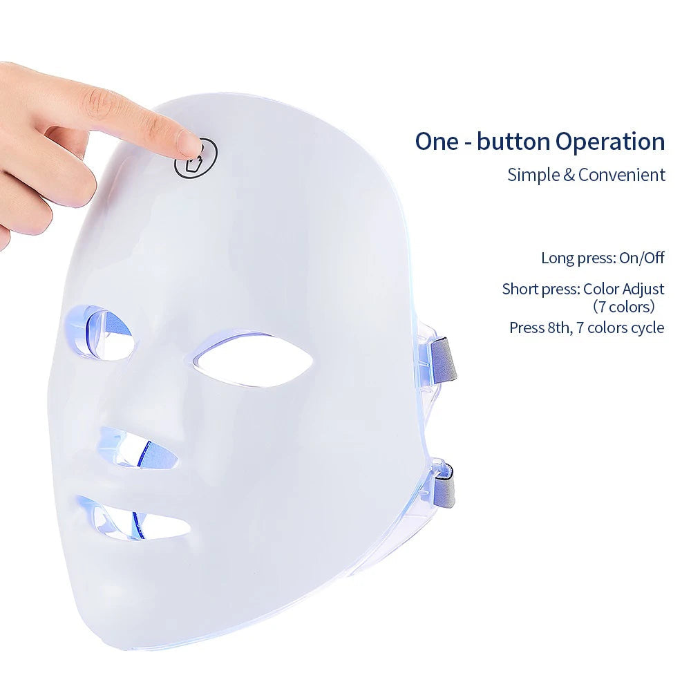 Rechargeable Facial LED Mask 7 Colors LED Photon Beauty Mask Skin Rejuvenation Home Face Lifting Whitening Skin Care Beauty Mask Ai-TechWorld 