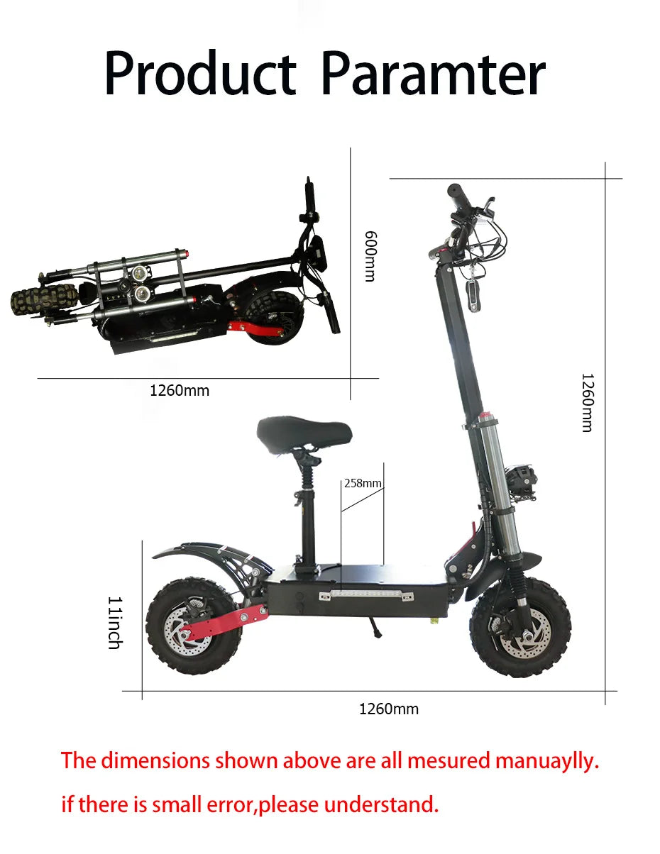 [8 models]10/11 Inch 48V-72V 1000W-6000W Electric Scooter 50-85km/h Fast E Scooter Off Road Electric Kick Scooter Foldable Adult Ai-TechWorld 