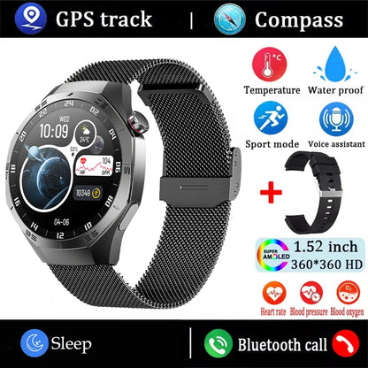 2025New For Android and ios Smart Watch Men AMOLED Screen GPS Motion trajectory Heart Rate Bluetooth Calls SmartWatch Waterproof Ai-TechWorld 