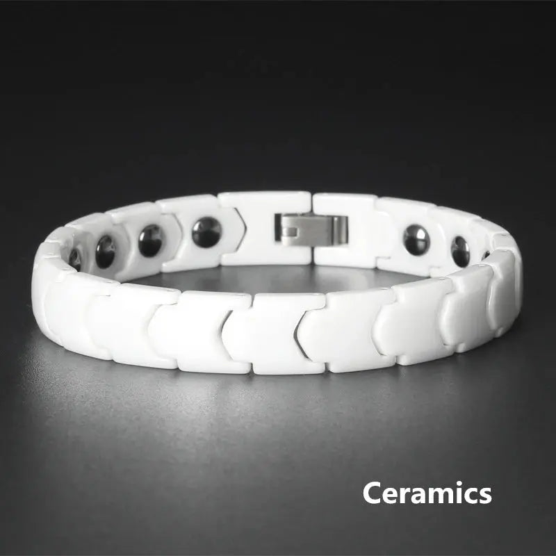 Titanium Steel Ceramic Energy Bracelet Stainless Steel Zirconia Couple Ceramic Bracelet Ai-TechWorld 