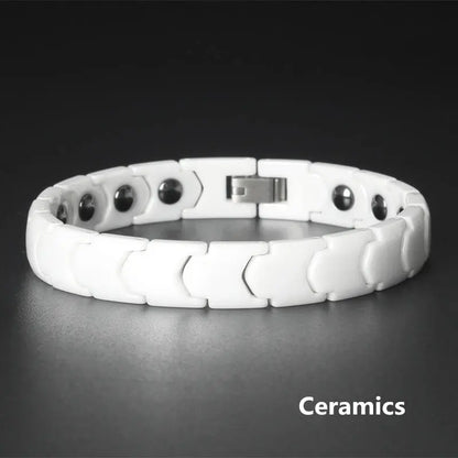 Titanium Steel Ceramic Energy Bracelet Stainless Steel Zirconia Couple Ceramic Bracelet Ai-TechWorld 