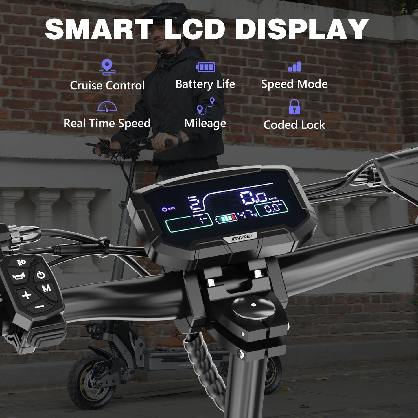 IENYRID IE-S1 Electric Scooter 800W Motor 48V15AH Lithium Battery E-Scooter 10-inch Off-road Tires Foldable E-Scooters Ai-TechWorld 